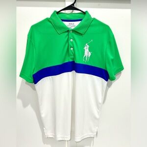 Polo by Ralph Lauren Men’s Polo Shirt in Green, Blue, and White